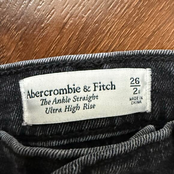Abercrombie & Fitch Ankle Straight Ultra High Rise Jeans Black Casual Goth 26/2 - Picture 3 of 6